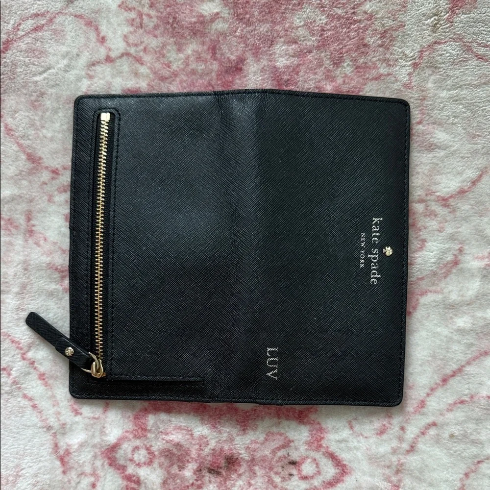kate spade Black Continental Wallet with LUV Monogram